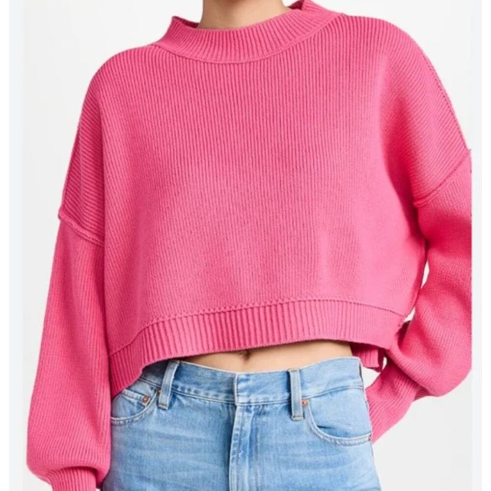Pink Rose Easy Street Crop Pullover Sweater Pink Rose Size XL